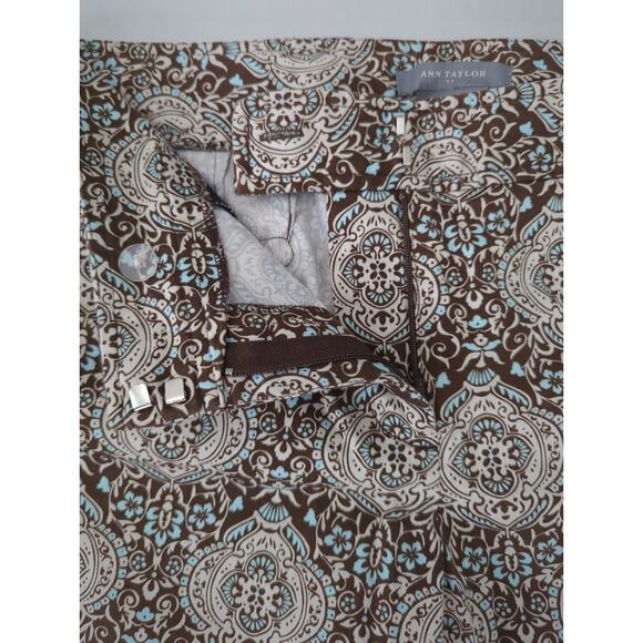 Ann Taylor Signature Capri Pants Paisley Brown Blue Cream Stretch Women's Siz 10 - Picture 3 of 6